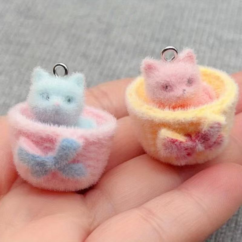 Resin Art Pendant - จี้แมวเรซิน 3D แบบนุ่ม 4 ชิ้น สำหรับทำเครื่องประดับ