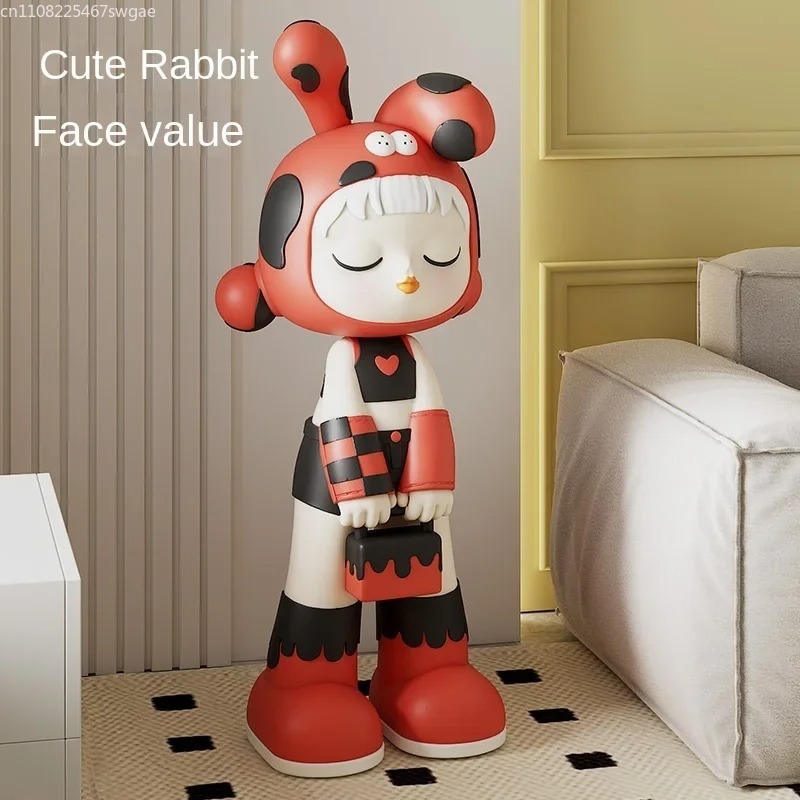 Resin Art Decor - รูปปั้นการ์ตูนสาวศิลปะ โมเดลตัวละครแฟชั่นสำหรับตกแต่งภายใน งานฝีมือเรซิน ของตกแต่งร้านค้าและสำนักงาน ของตกแต่งบ้านสไตล์โมเดิร์น