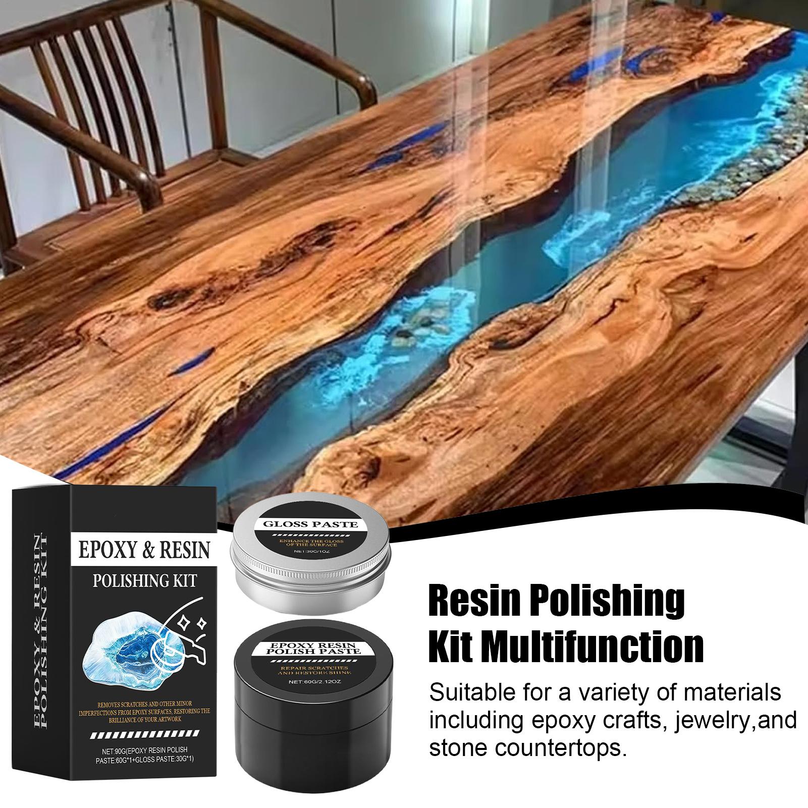 Resin Art Table - ชุดขัดเรซินอีพ็อกซี่ - น้ำยาขัดรอยขีดข่วนเนื้อครีมเพื่อคืนความเงางาม - ขัดง่ายสำหรับงานเรซินอาร์ต ของตกแต่งโต๊ะ