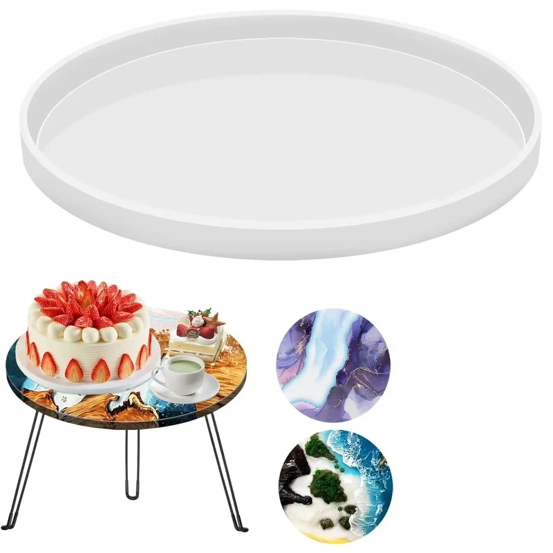 Resin Art Table - แม่พิมพ์เรซิ่นสำหรับโต๊ะอีพ็อกซี่ทรงกลม, แม่พิมพ์เรซิ่นสำหรับเขียงชาร์คูเตอรีขนาดใหญ่, แม่พิมพ์ถาดเรซิ่นสำหรับตกแต่งบ้าน DIY แบบใช้ซ้ำได้สำหรับงานเรซิ่นริเวอร์