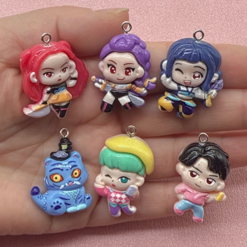 Resin Art Pendant - จี้การ์ตูนเรซิ่น 10 ชิ้น, ต่างหูทำเอง DIY, อุปกรณ์เสริมพวงกุญแจ