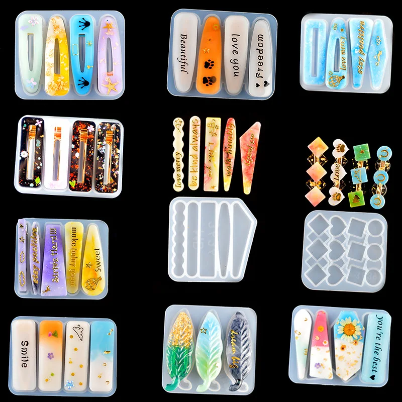 Resin Art Jewellery - DIY อีพ็อกซี่เรซิ่นผมคลิป Hairpin ซิลิโคนแม่พิมพ์สำหรับเครื่องประดับทำอุปกรณ์เสริมหัตถกรรมคริสตัลเรซิ่นหล่อแม่พิมพ์