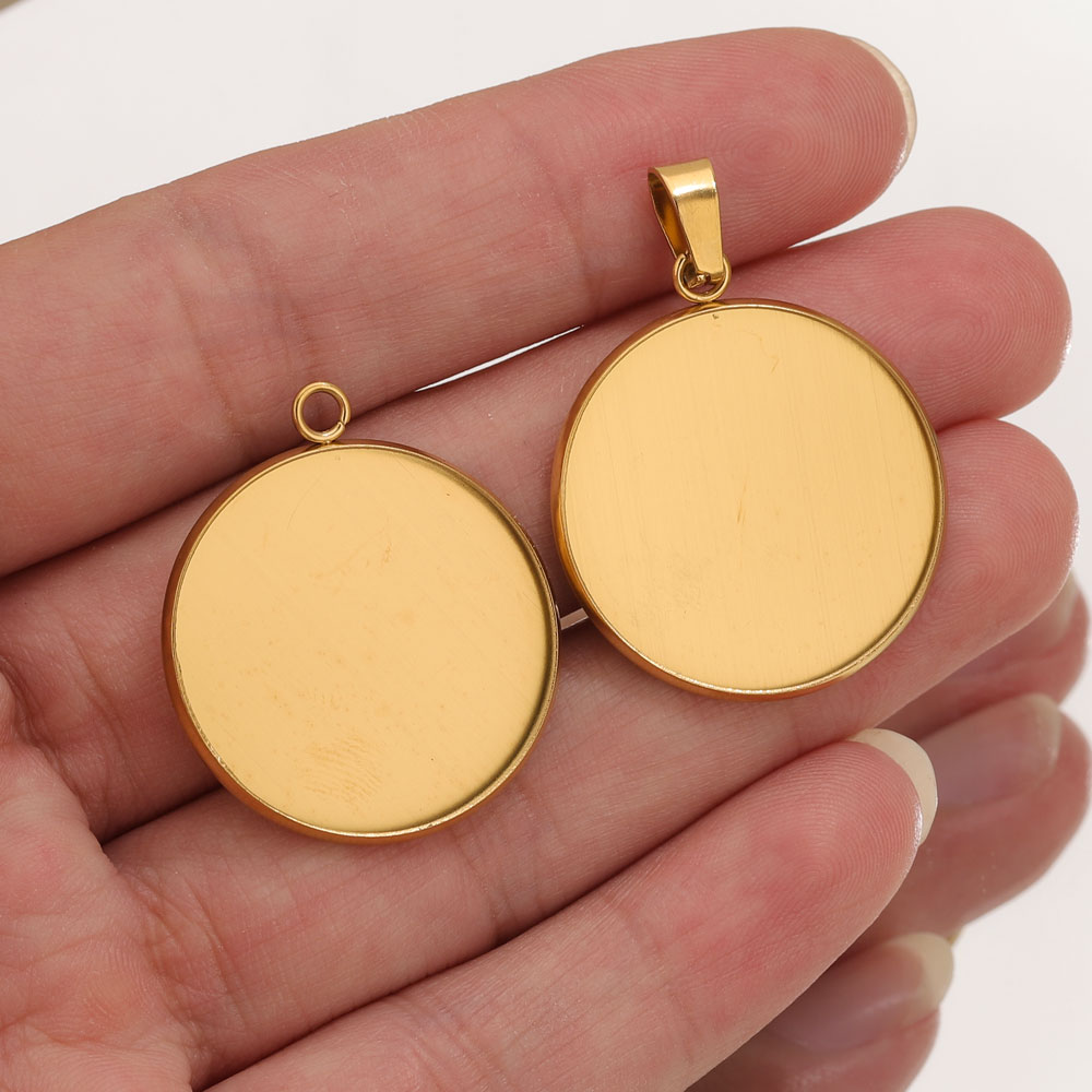 Resin Art Pendant - ฐานถาดเรซิ่นสำหรับจี้ทองสแตนเลส 10 ชิ้น ฐานคาโบชองแบบ DIY สำหรับทำจี้เปล่า