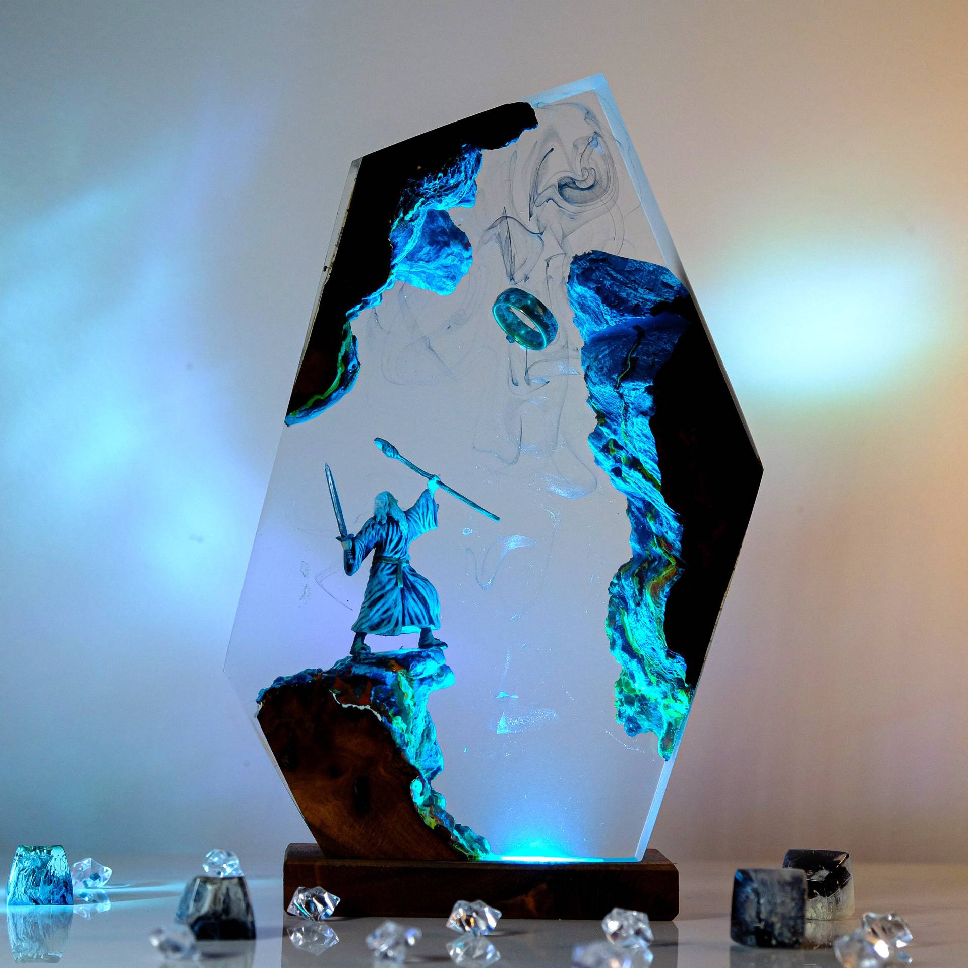 Resin Artist - โคมไฟเรซิ่นรูปฉากภาพยนตร์ แหวนมหัศจรรย์ แสงสีสันสวยงาม ไฟกลางคืน ตกแต่งบ้าน สไตล์ศิลปะสร้างสรรค์