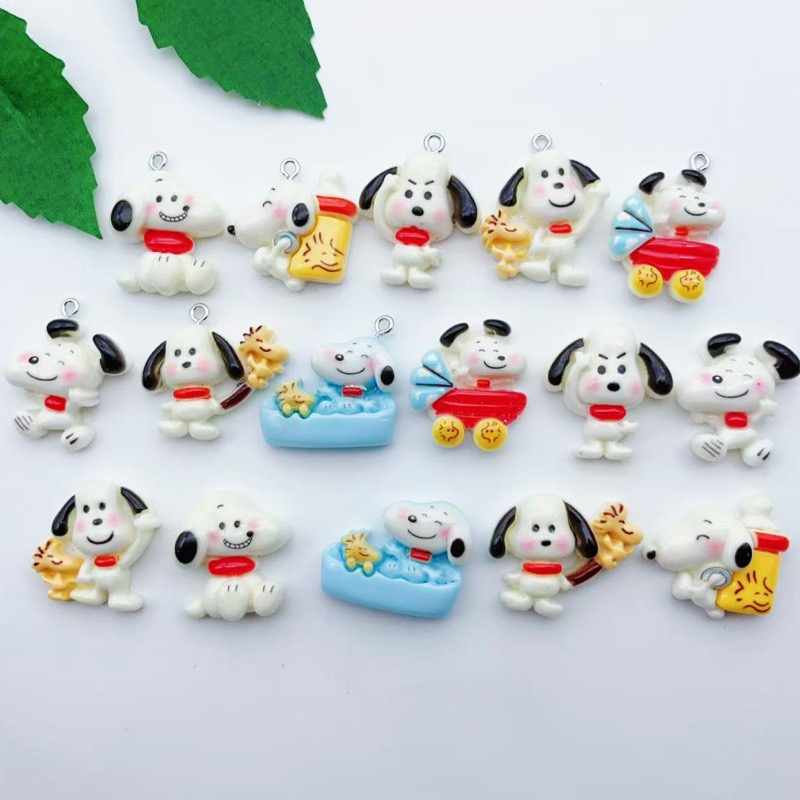 Resin Art Pendant - จี้รูปสุนัขการ์ตูนเรซิ่น 12 ชิ้น, ต่างหูทำเอง DIY, อุปกรณ์เสริมพวงกุญแจ