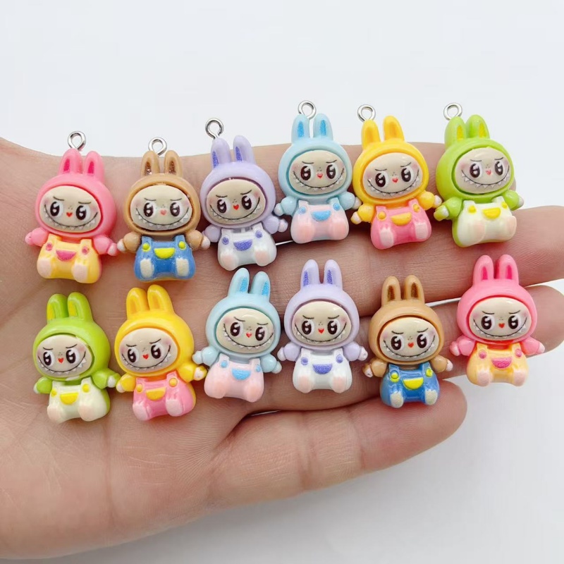 Resin Art Pendant - ชาร์มเรซิ่นรูปบ้านกระต่ายสตรอว์เบอร์รี่น่ารัก 10 ชิ้น จี้รูปสัตว์การ์ตูนน่ารักสำหรับต่างหู พวงกุญแจ ทำเครื่องประดับ