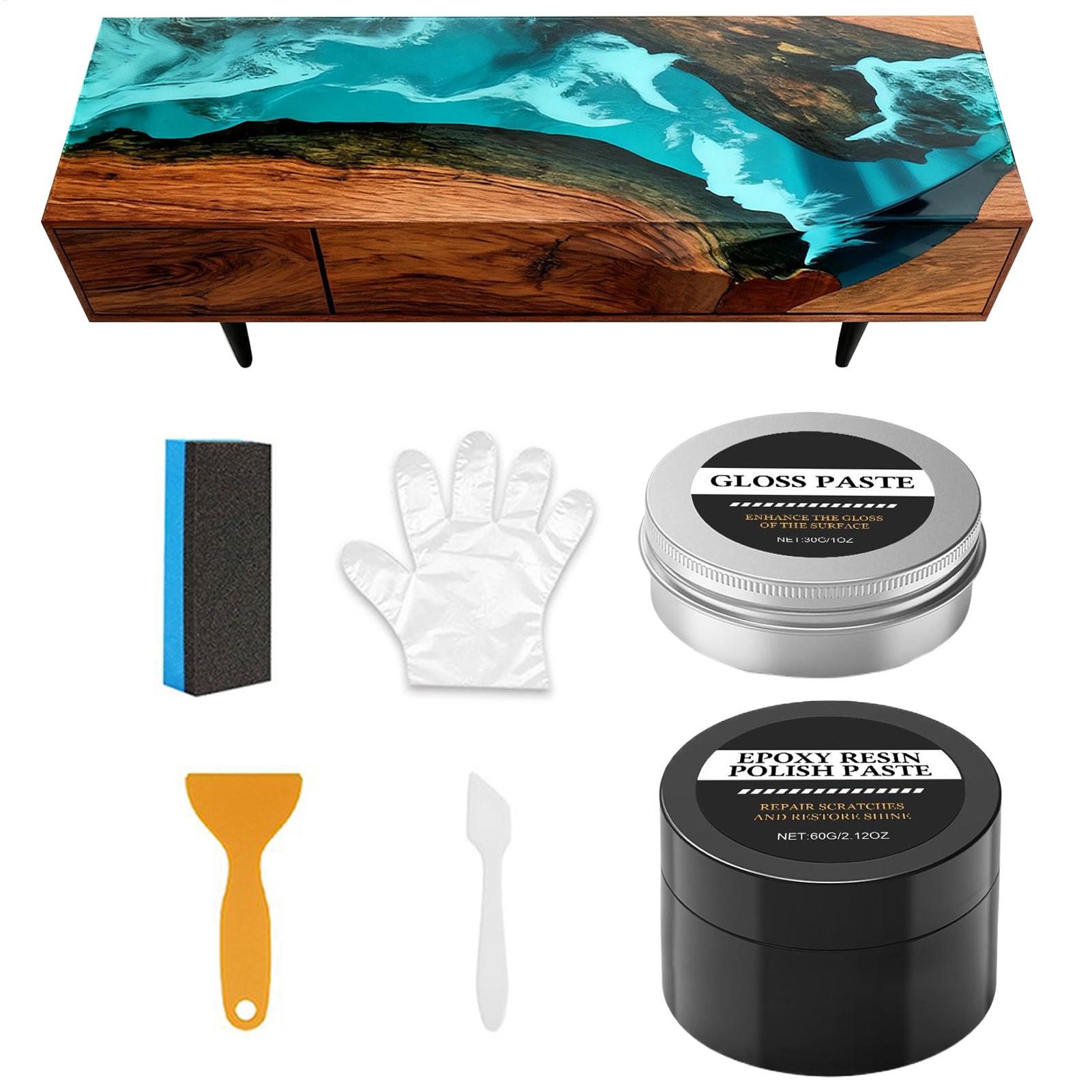 Resin Art Table - ชุดขัดเรซินอีพ็อกซี่ - สารขัดลบรอยขีดข่วนเนื้อครีมเพื่อคืนความเงางาม - ขัดง่ายสำหรับงานศิลปะเรซิน ตกแต่งโต๊ะ