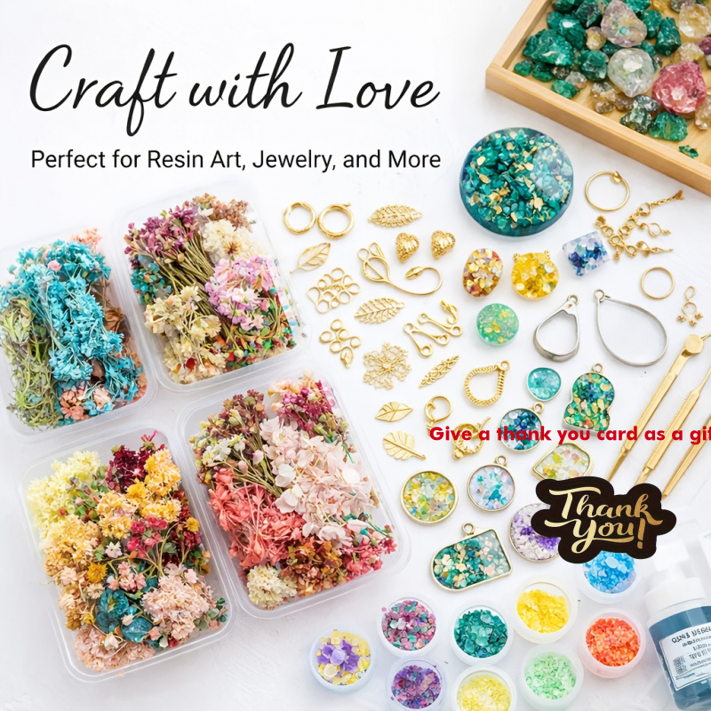 Resin Art Gift For Wedding - ชุดดอกไม้แห้งผสม 10 กล่อง - ดอกไม้แห้งและใบไม้ประดิษฐ์สำเร็จรูป เหมาะสำหรับงานเรซิ่น
