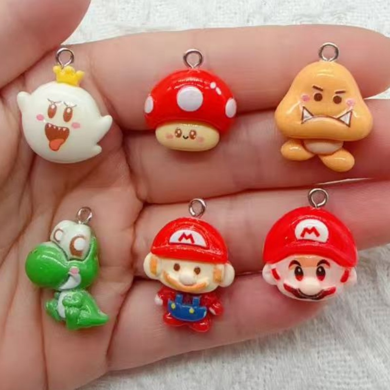 Resin Art Pendant - จี้การ์ตูนเรซิน 10 ชิ้น, อุปกรณ์ทำเครื่องประดับ DIY, ต่างหู,