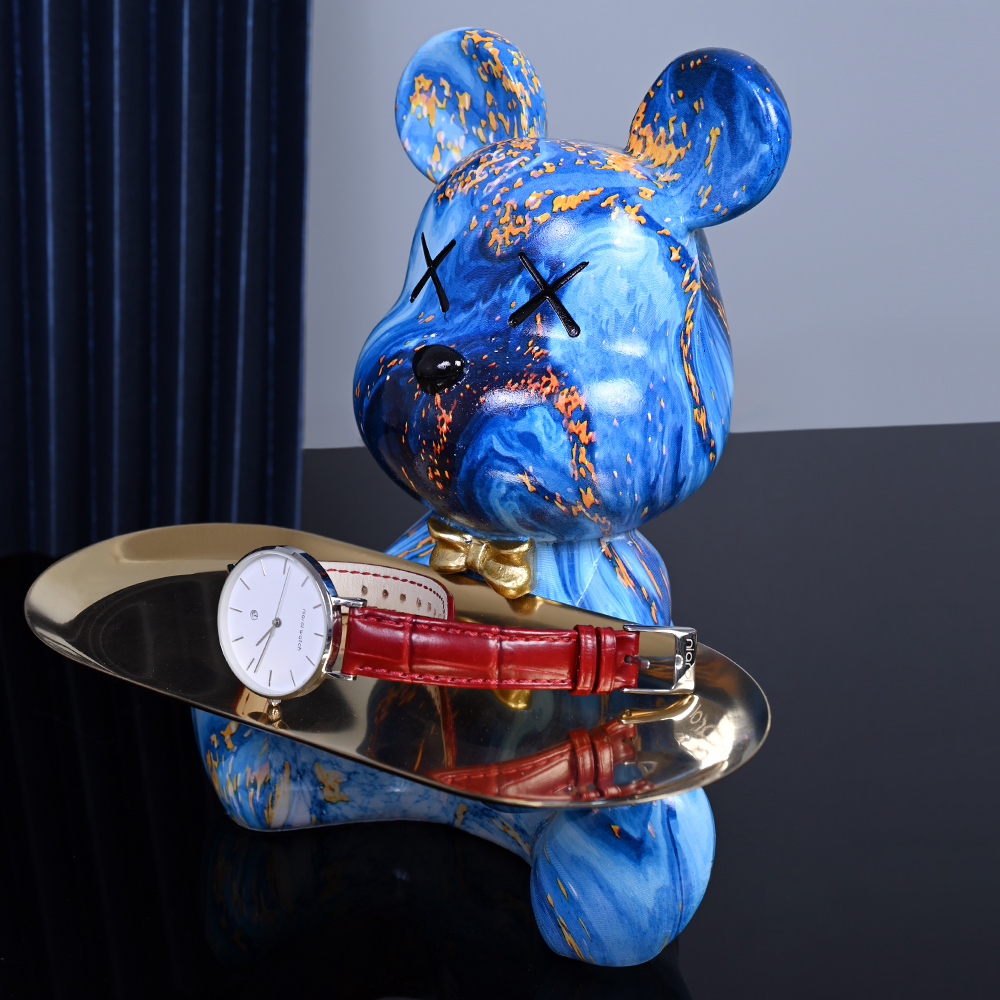หมีที่มีสีสันรูปปั้นและประติมา - Resin Art Table บทวิจารณ์และราคา