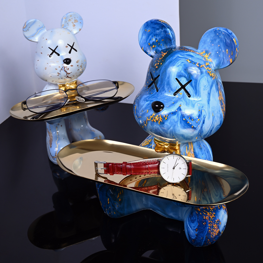 หมีที่มีสีสันรูปปั้นและประติมา - Resin Art Table บทวิจารณ์และราคา