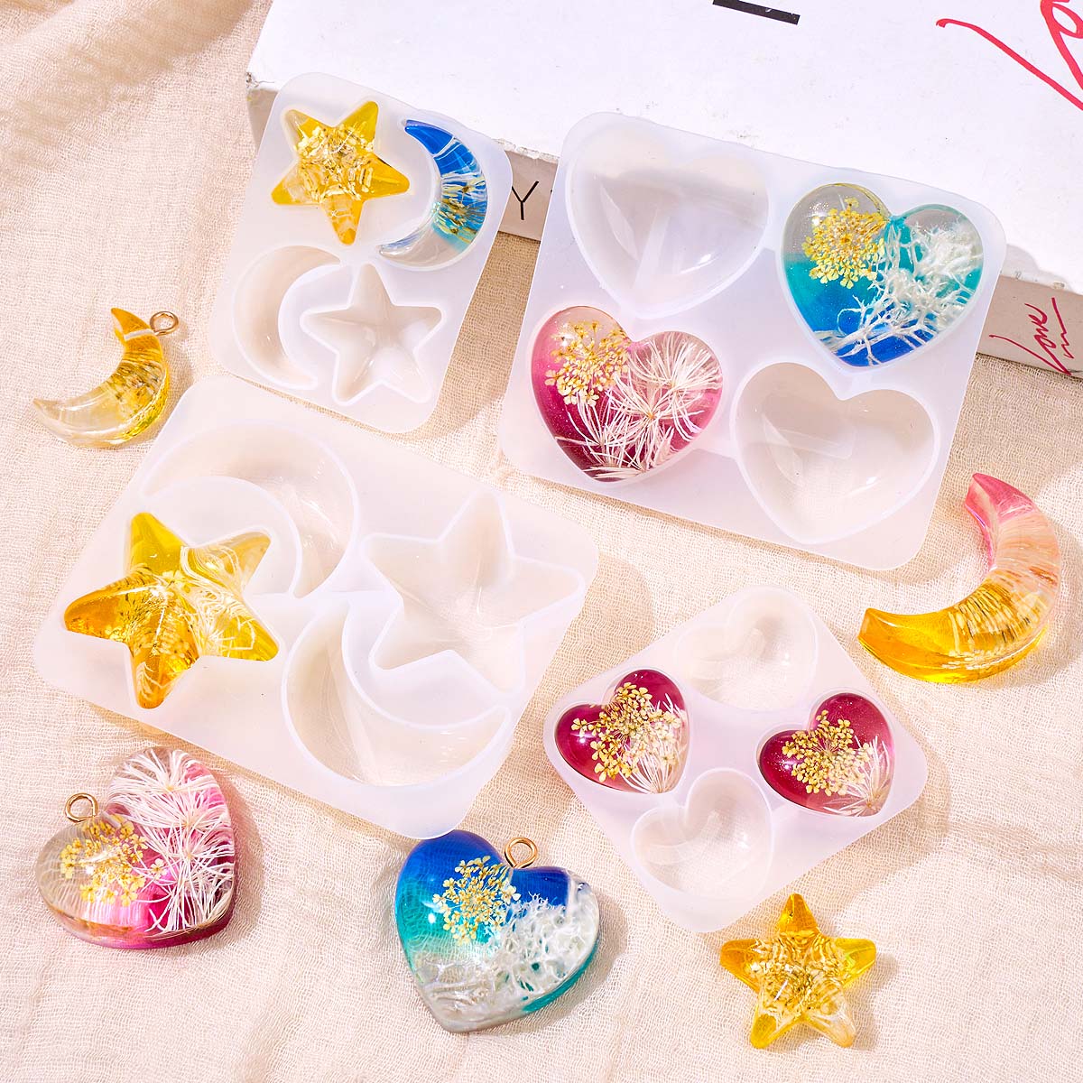 แม่พิมพ์ซิลิโคนรูปดาวหัวใจพระจ - Resin Art Jewellery บทวิจารณ์และราคา