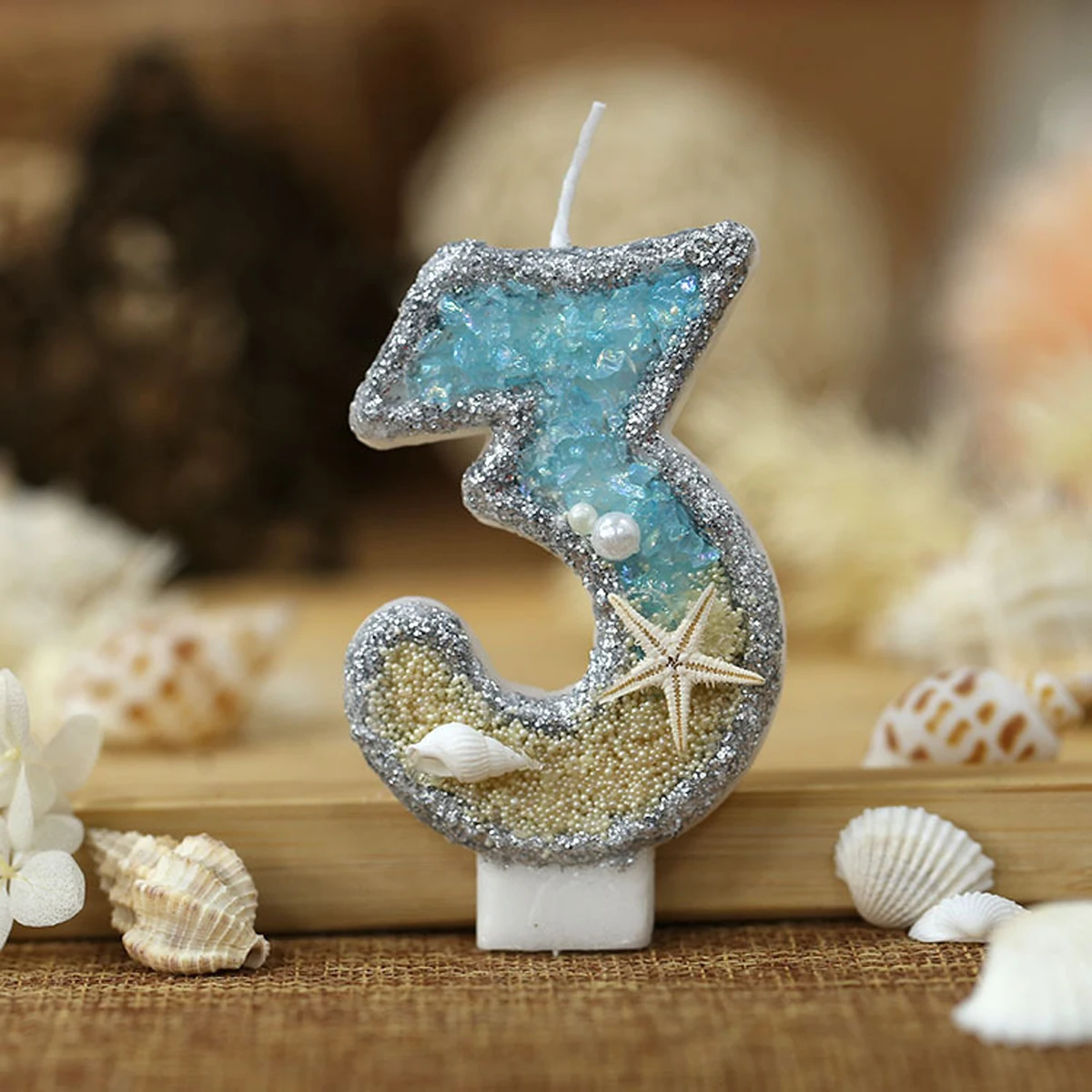 0-9 หมายเลข Glitter เทียนฤดูร้ - Resin Art Beach Theme บทวิจารณ์และราคา