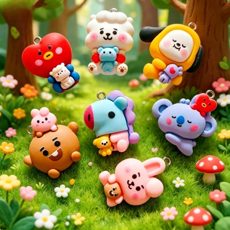 ชุด 7 ชิ้น BT21 ชาร์มการ์ตูนเร - Resin Art Pendant บทวิจารณ์และราคา