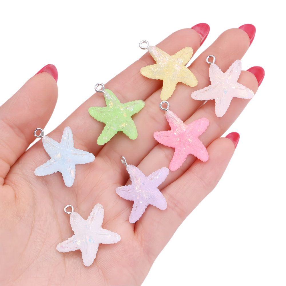 จี้รูปปลาดาวเรซิ่นหลากสี 10 ชิ - Resin Art Beach Theme บทวิจารณ์และราคา