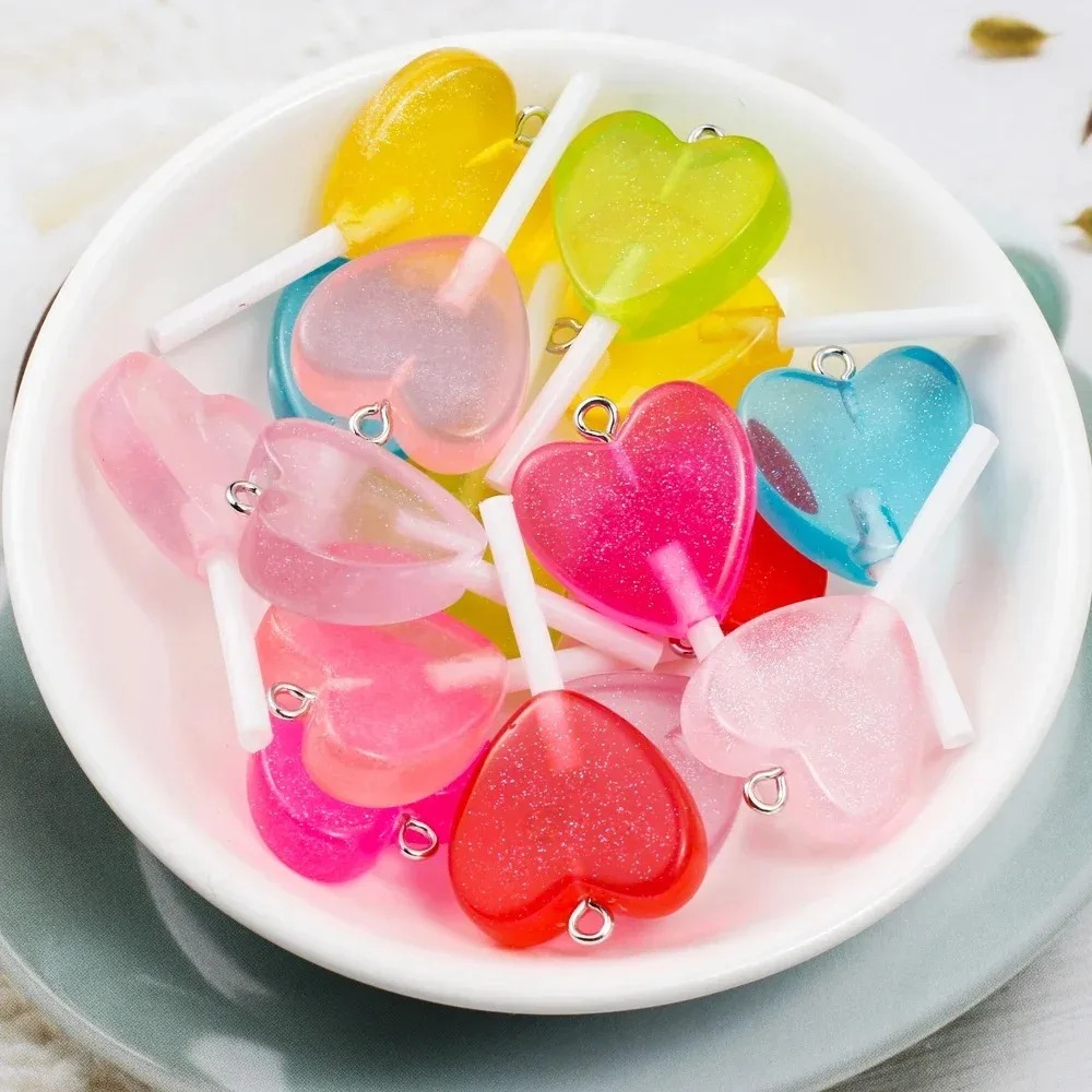 10 ชิ้น จี้เรซินรูปหัวใจแวววาว - Resin Art Pendant บทวิจารณ์และราคา