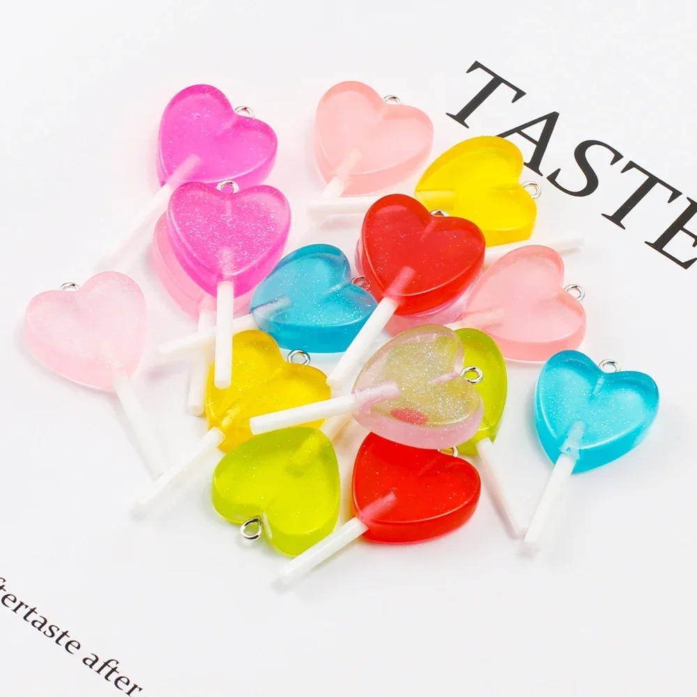 10 ชิ้น จี้เรซินรูปหัวใจแวววาว - Resin Art Pendant บทวิจารณ์และราคา
