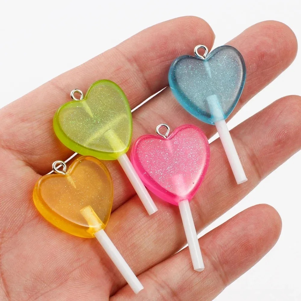 10 ชิ้น จี้เรซินรูปหัวใจแวววาว - Resin Art Pendant บทวิจารณ์และราคา